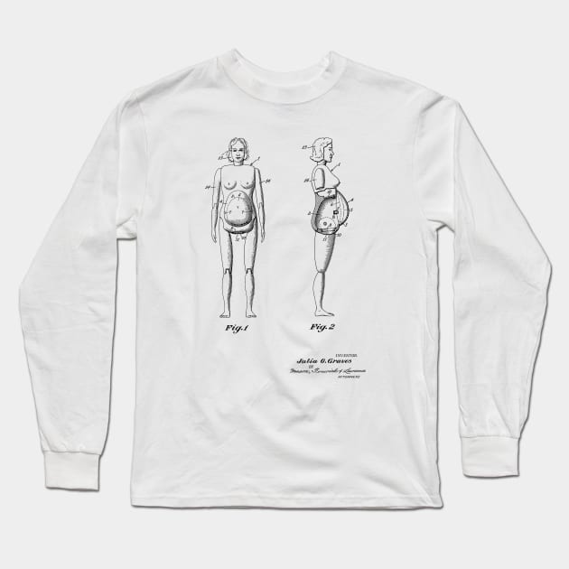 Educational Apparatus for Teaching Obstetrics and Midwifery Vintage Patent Hand Drawing Long Sleeve T-Shirt by TheYoungDesigns